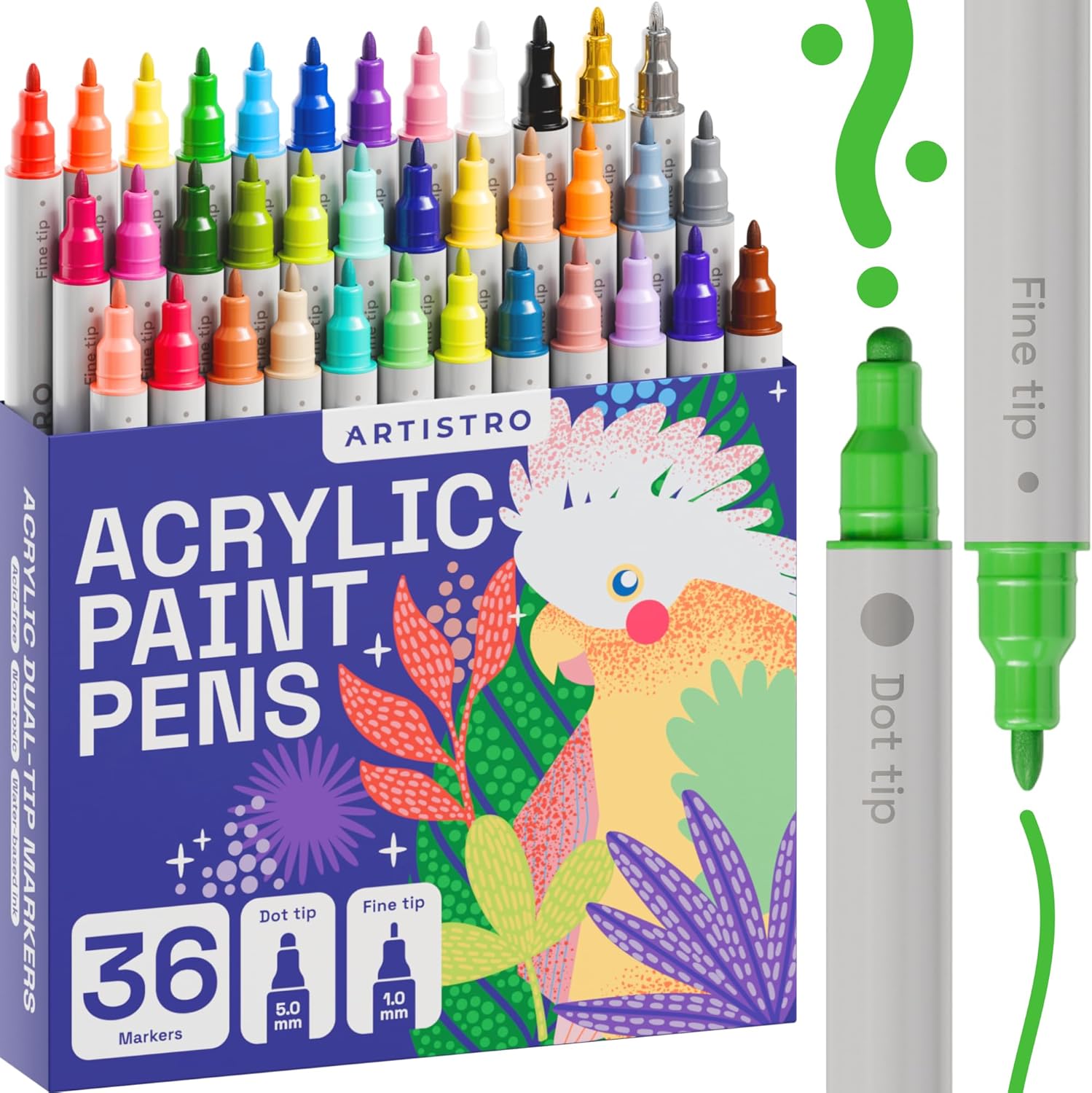 Utillo Craft Acrylic Paint Markers | Black Or White | Fine/Medium Tip | 8 Or 24 Pack