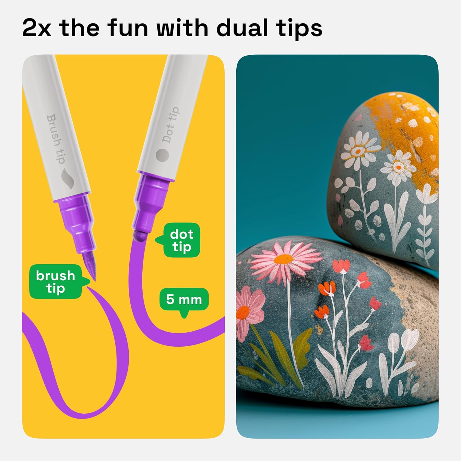 ARTISTRO 12 Wine Glass Acrylic Paint Markers - Washable Non-Toxic Dual Tip Acrylic Paint Pens for Car Window, Mirror, Ceramic