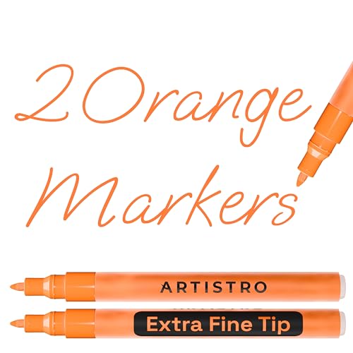 ARTISTRO 2 Orange Acrylic Paint Markers - 0.7mm Extra Fine-Tip Paint Pens - Perfect for Crafting, Art Projects, & More