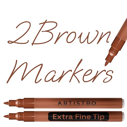 ARTISTRO 2 Brown Acrylic Paint Markers - 0.7mm Extra Fine-Tip Paint Pens - Perfect for Crafting, Art Projects, & More