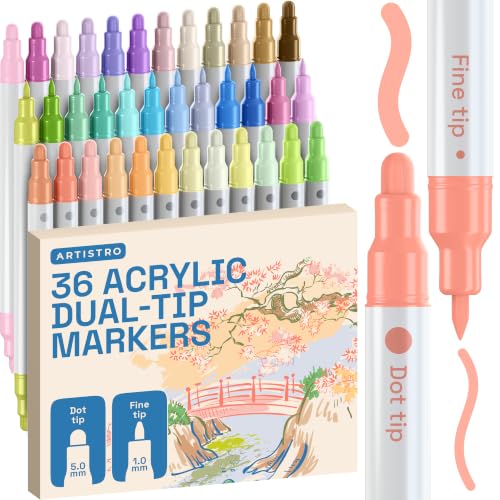 ARTISTRO 36 Pastel Dual-Tip Acrylic Paint Marker Pens