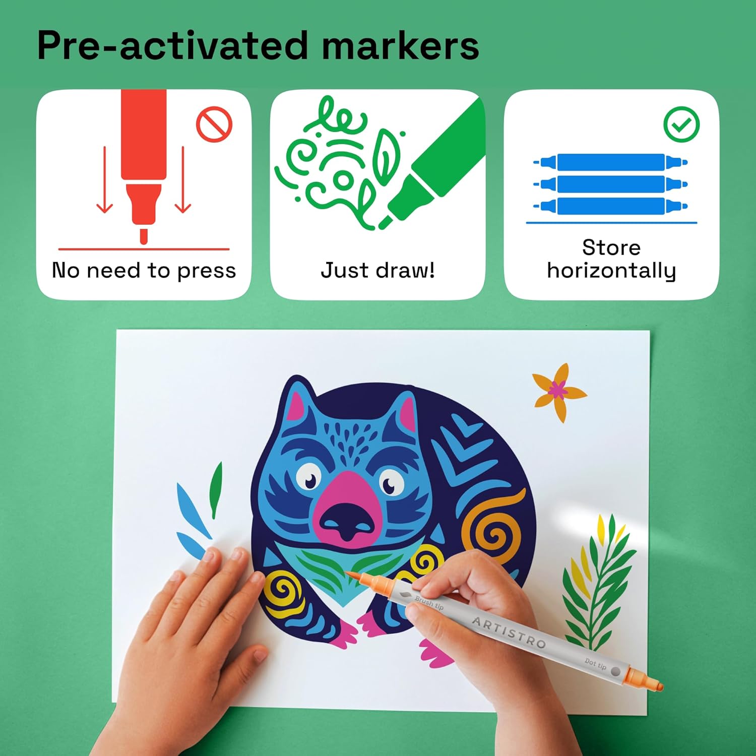 ARTISTRO 12 Wine Glass Acrylic Paint Markers - Washable Non-Toxic Dual Tip Acrylic Paint Pens for Car Window, Mirror, Ceramic