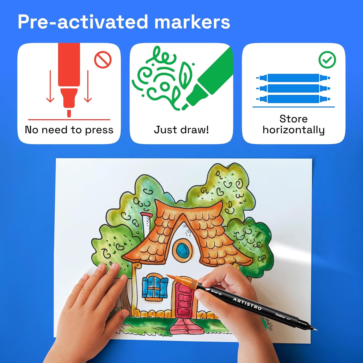 36 Brush Marker Pens Coloring Markers for adults Brush Tip Markers & 0.4mm Fineliner Pens Coloring Markers, Coloring Pens, Bullet Journal Pens, Markers for Coloring Books No Bleeding