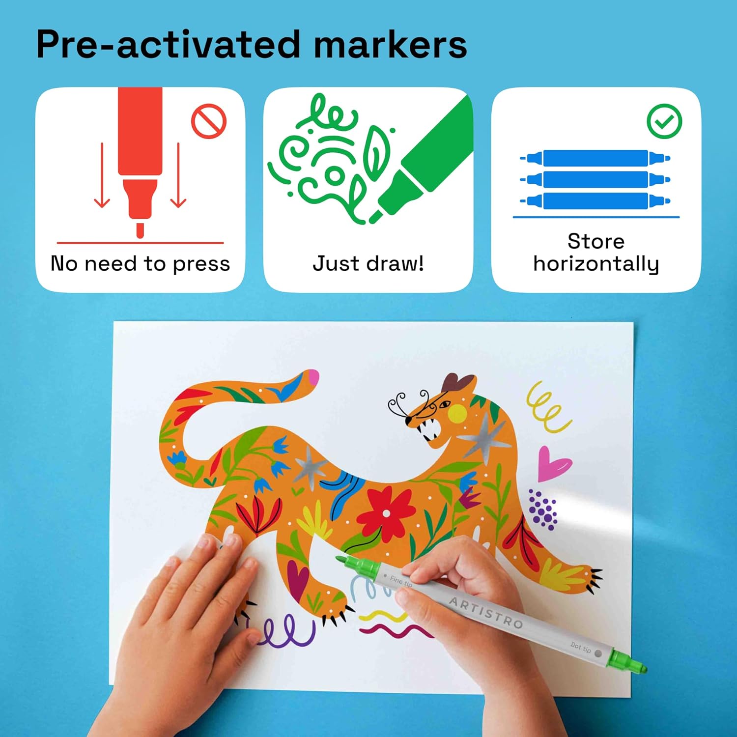 ARTISTRO Vibrant Acrylic Paint Markers for Rock, Fabric, Glass, Wood, Paper, Ceramic, Canvas & More - 36 Dual-Tip Paint Pens (Dot & Fine) - Quick Dry, Teacher Classrooms Must Have, Drawing Markers