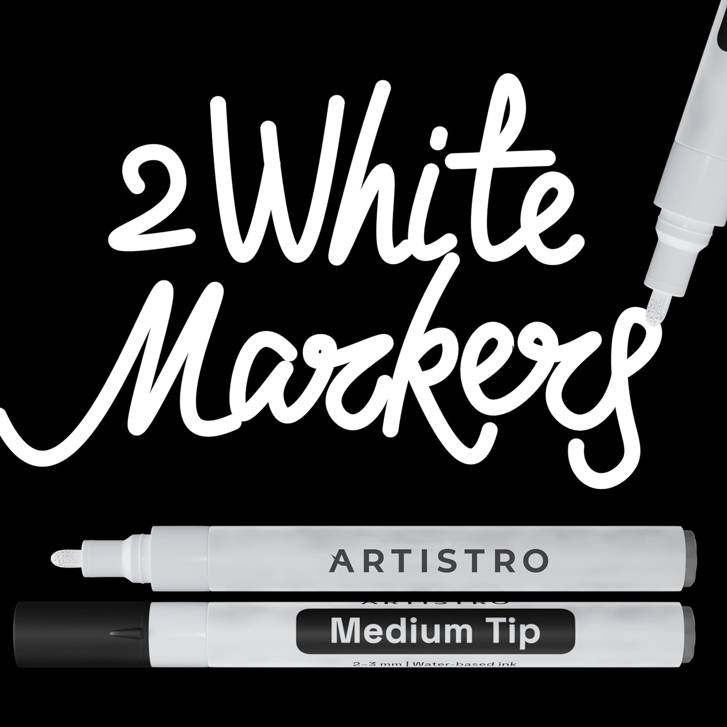  White Paint Pen for Art- 8 Pack Acrylic White Paint Markers  2-3mm Medium Tip for Wood, Rock, Black Paper, Metal, Plastic, Glass,  Canvas, Ceramic, Egg, Tire, Pumpkin, Water Based DIY
