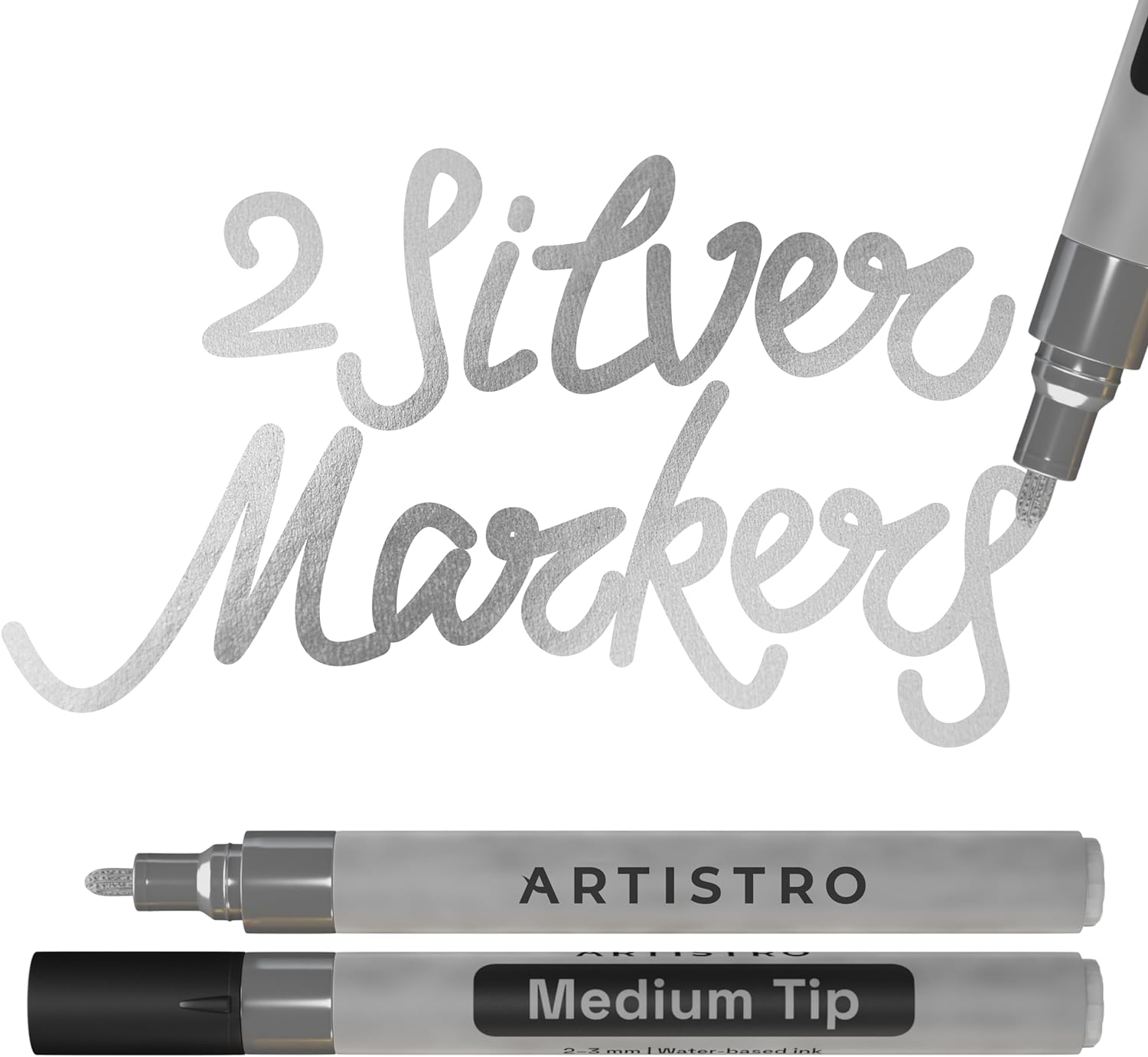 White Paint Pen for Art- 8 Pack Acrylic White Paint Markers 2-3Mm Medium  Tip for