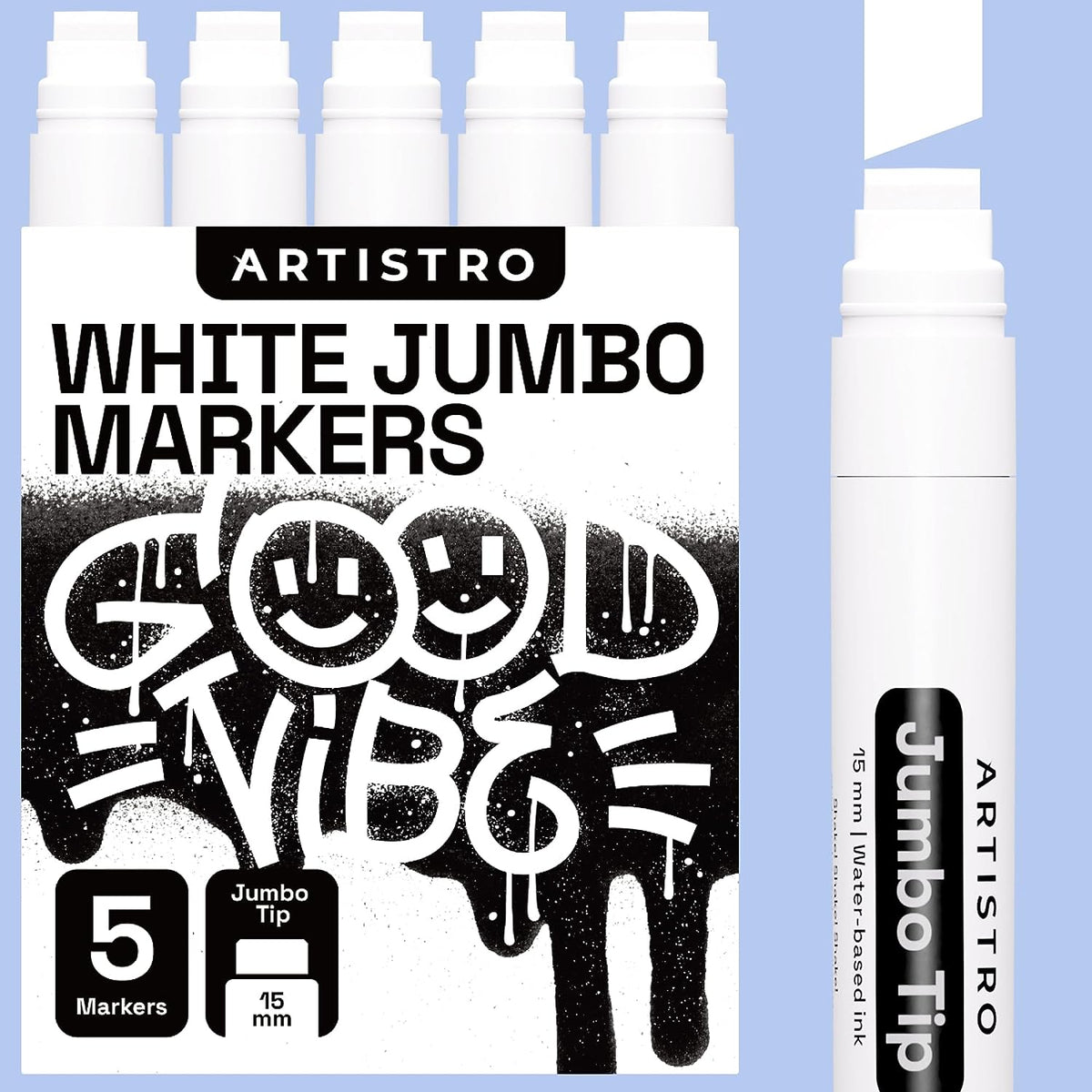 5 white jumbo markers