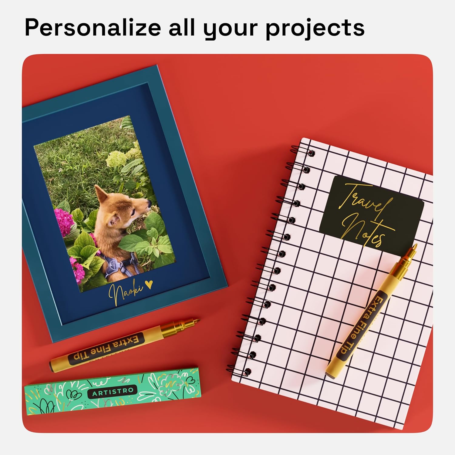 ARTISTRO 2 Gold Acrylic Paint Markers - 0.7mm Extra Fine-Tip Paint Pens - Perfect for Crafting, Art Projects, & More