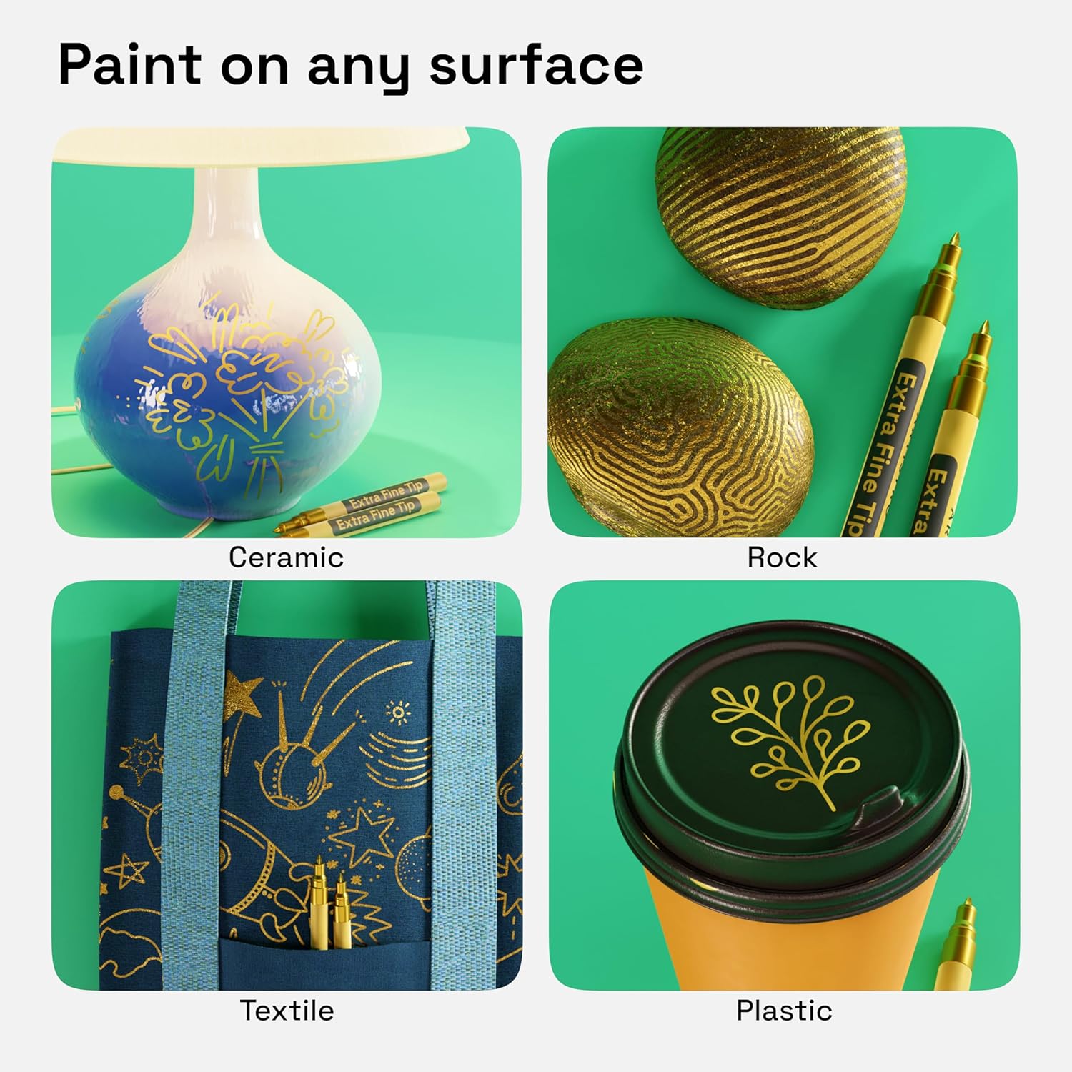 ARTISTRO 2 Gold Acrylic Paint Markers - 0.7mm Extra Fine-Tip Paint Pens - Perfect for Crafting, Art Projects, & More