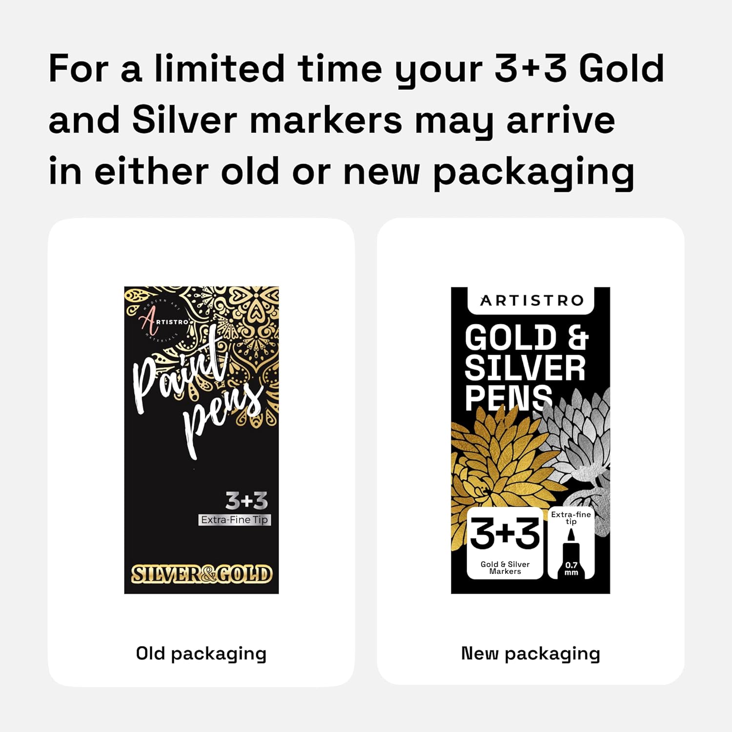 ARTISTRO 6 Acrylic Gold & Silver Paint Pens - 0.7mm Extra-Fine Markers - Great for Greeting Cards, Ornament Decor, & More