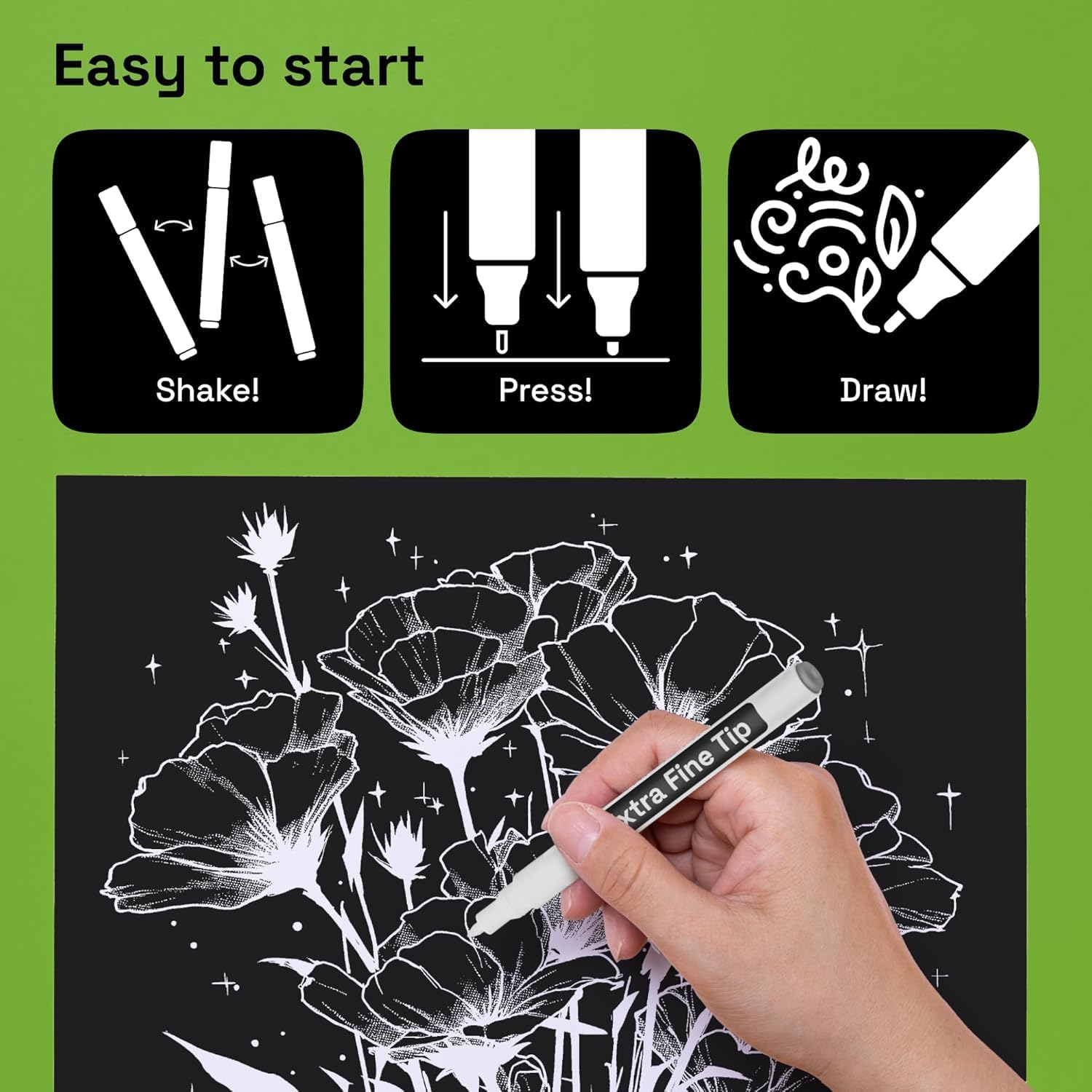 ARTISTRO 5 White Paint Pen for Rock Painting, Stone, Ceramic, Glass, Wood, Tire, Fabric, Metal, Canvas. Set of 5 Acrylic Paint White Marker Water-based Extra-fine Tip