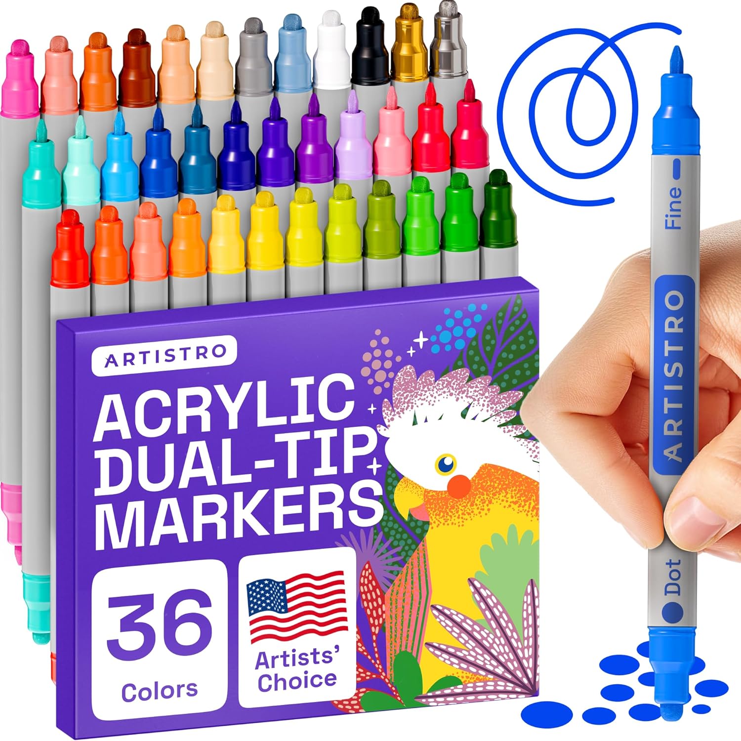 ARTISTRO Vibrant Acrylic Paint Markers for Rock, Fabric, Glass, Wood,