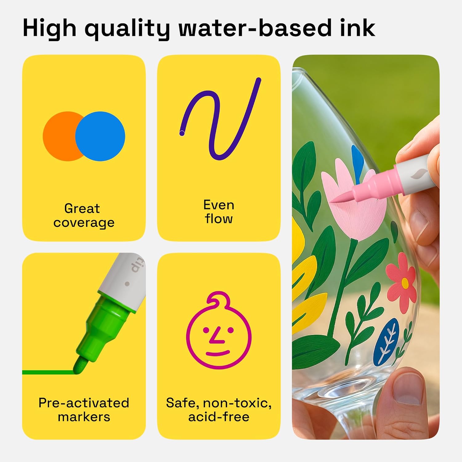 ARTISTRO 24 Dual Tip Fabric Markers - Acrylic Drawing Markers for All Ages & Levels - Fabric Paint Pens for Personalizing Clothes, T Shirts, Bags, Canvas, Textiles (Brush + Fine)