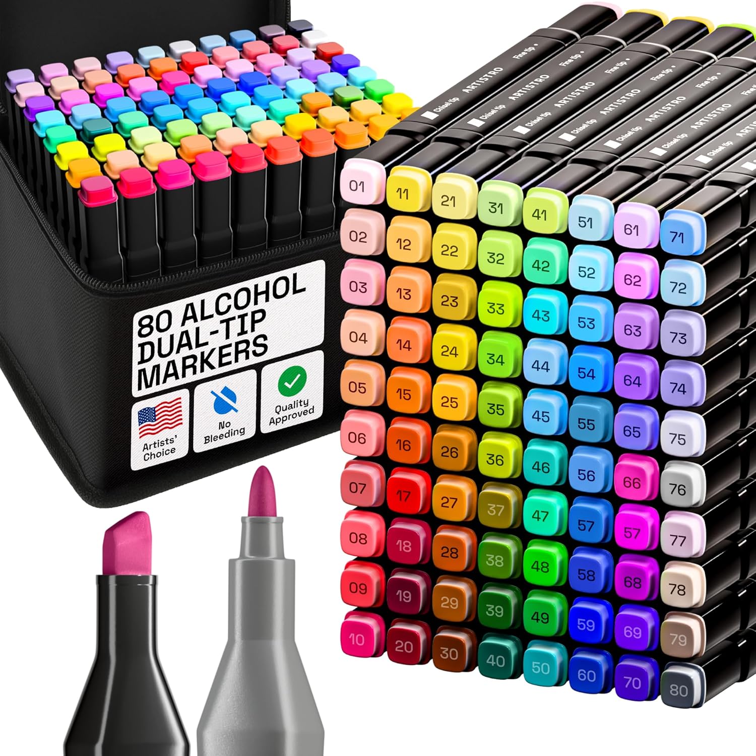 Markers Set met basis, 80 kleuren Art Marker Pen Set voor Kinderen en Volwassenen, Dubbelzijdige Alcohol Gebaseerde Tekening Kunstbenodigdheden met Mode Draagtas en Verbeterde Basis, Terug naar School Markers Set met basis, 80 kleuren Art Marker Pen Set voor Kinderen en Volwassenen, Dubbelzijdige Alcohol Gebaseerde Tekening Kunstbenodigdheden met Mode Draagtas en Verbeterde Basis, Terug naar School