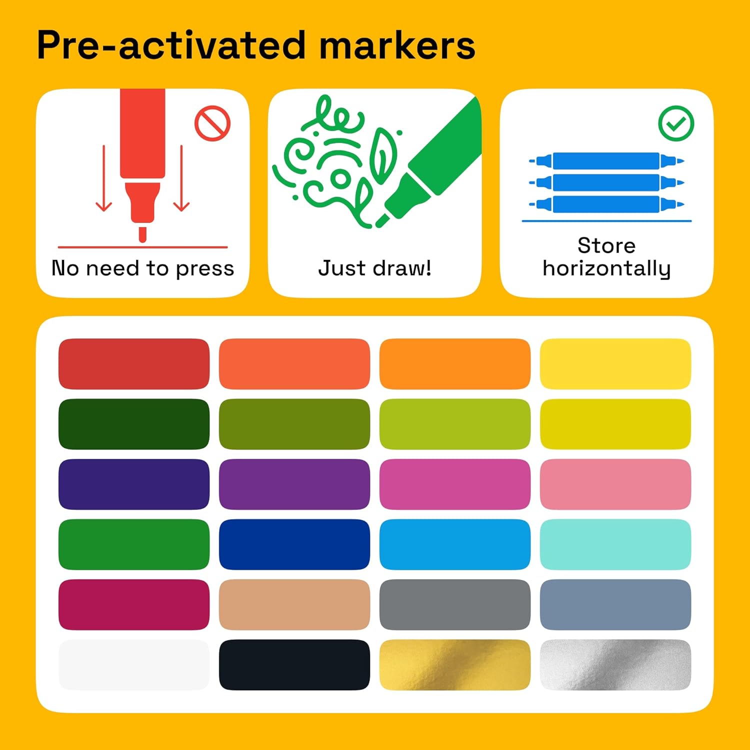 ARTISTRO 24 Dual-Tip Fabric Markers - Fabric Decorating Kit - Permanent for Clothes - No Bleed Pens for T-Shirts, Bags, Textile, Canvas, and More (Brush Tip and Fine Tip)