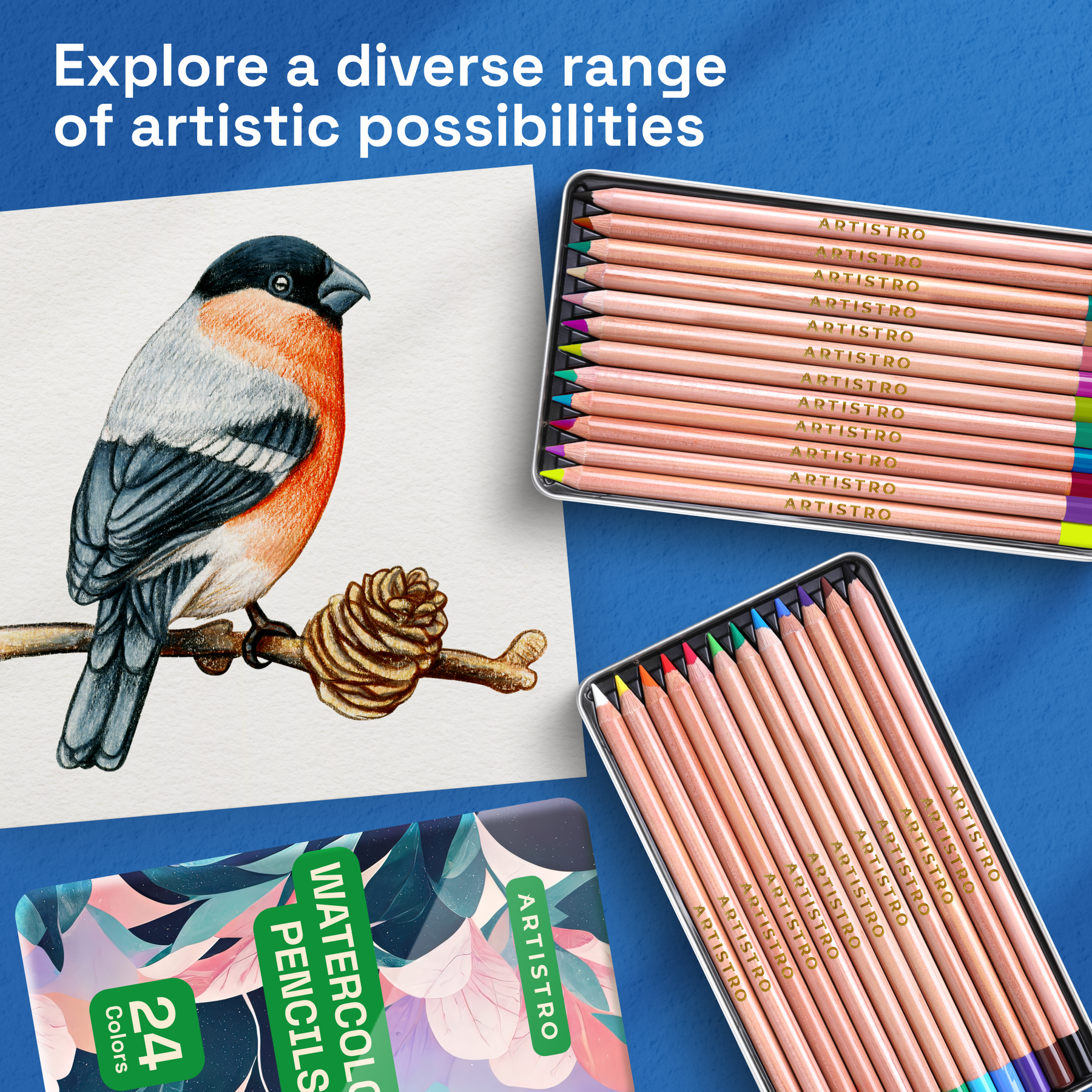 ARTISTRO Premium Watercolor Pencils - 24