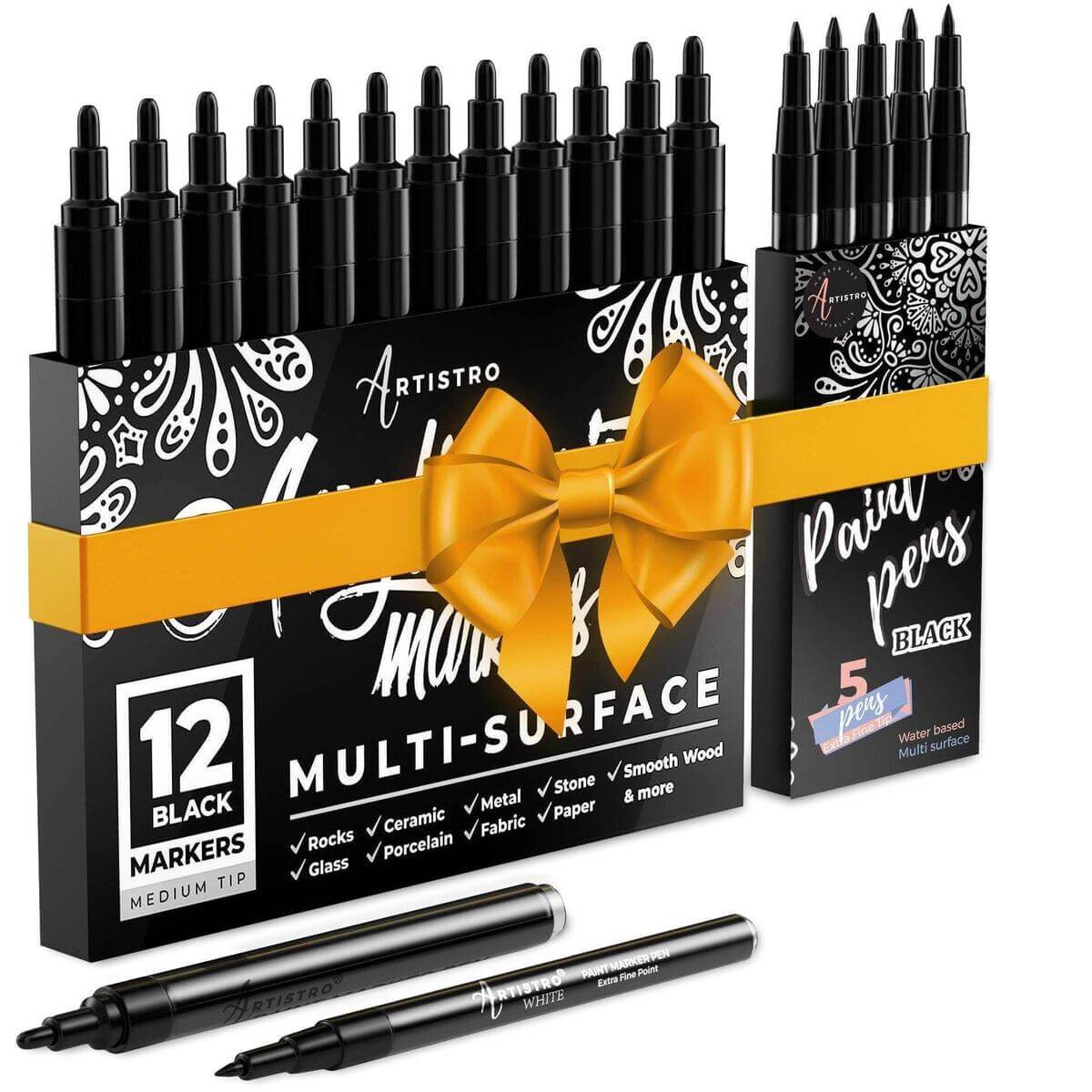 bundle 5 extra fine+12 medium black markers