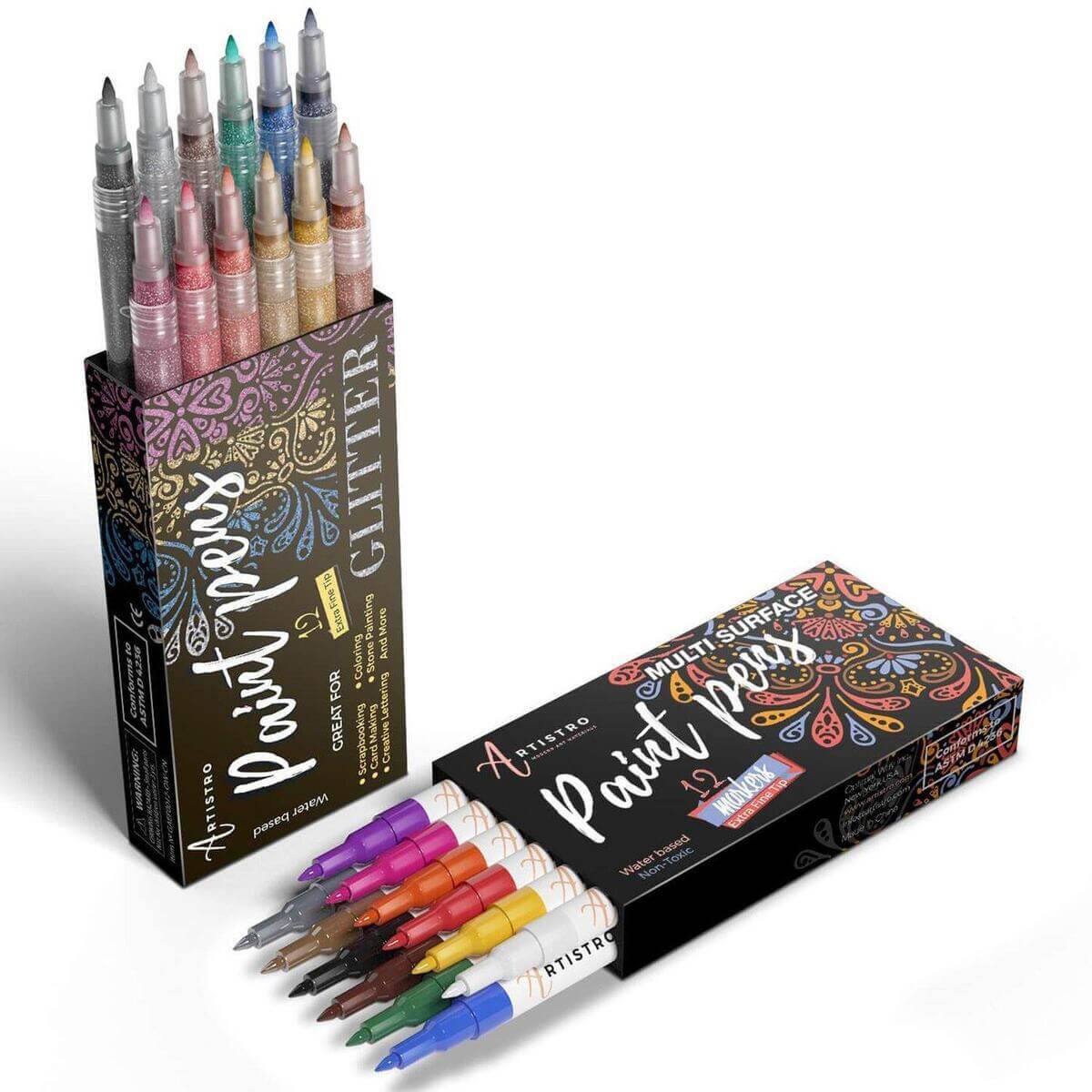 bundle 12 glitter + 12 multicolor markers