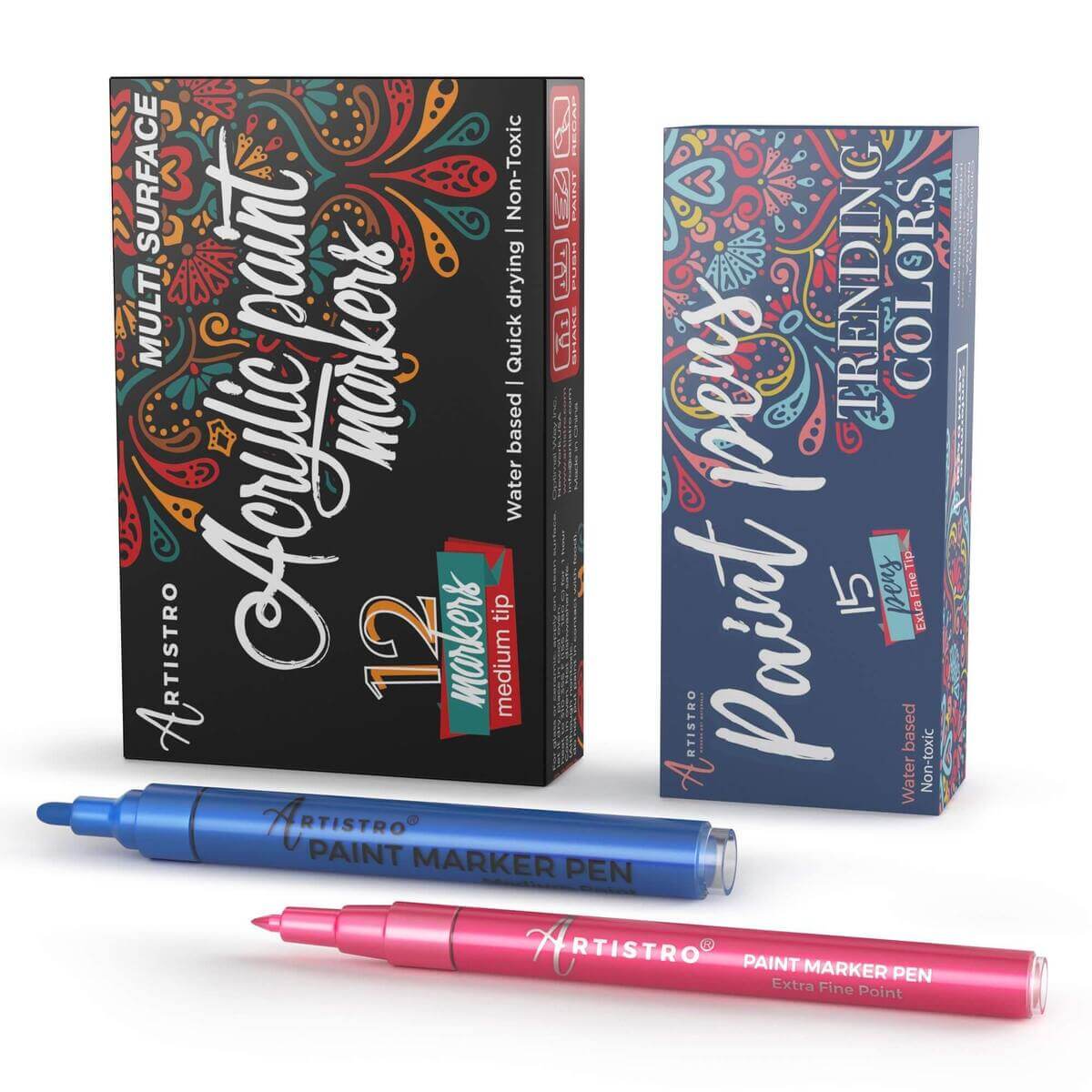 12 Color Sharpie Brush Tip Pens 12 Pack Art Pens, Markers Crafts, Drawing,  Coloring, Hand Lettering, Calligraphy 