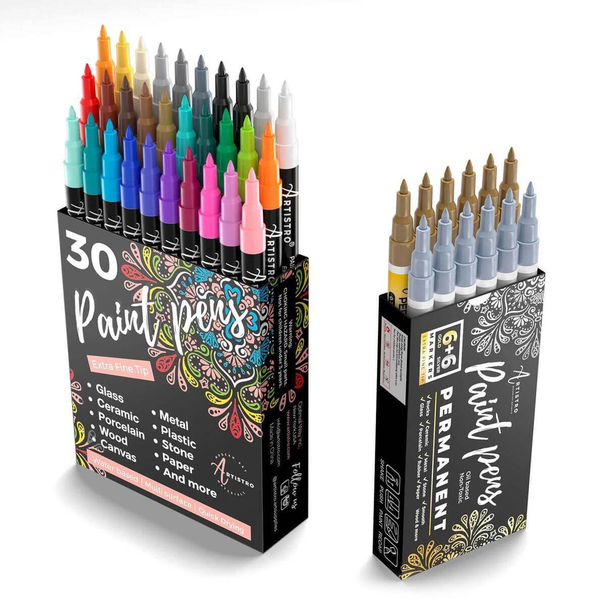 Artistro Acrylic Paint Pens, Fine Tip, 15 Colored Paint Markers