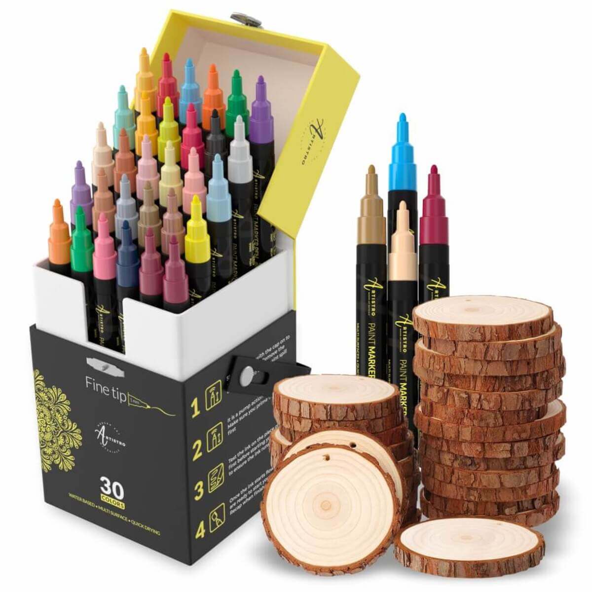 bundle 30 fine tip+50 wood slices