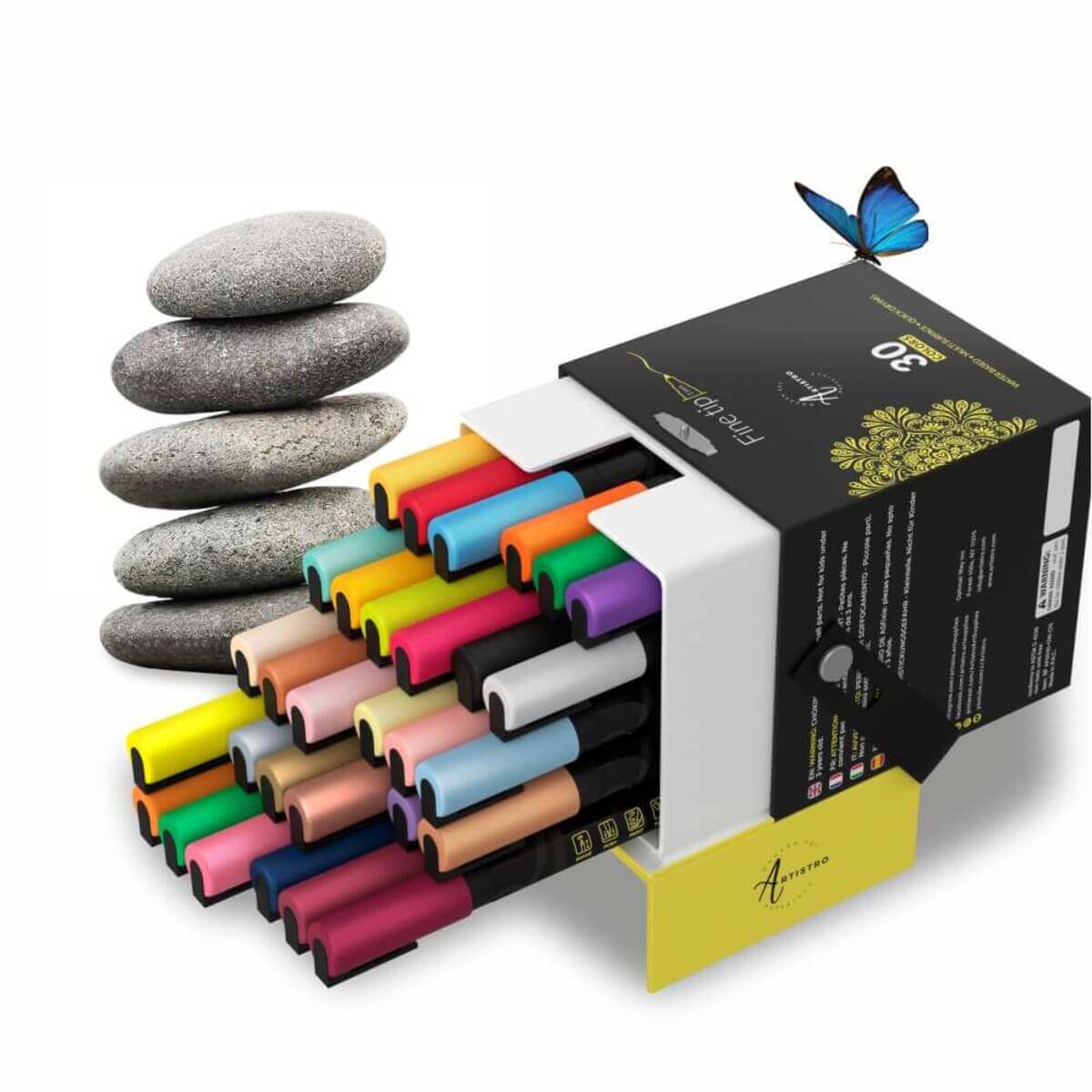 bundle 30 fine tip + 30 grey small rocks