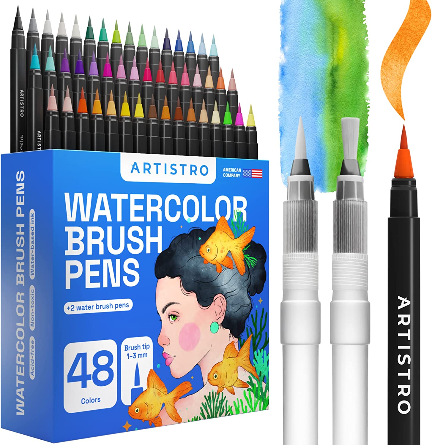 Water Colour Brush Pens For Coloring, Painting, 12 Colour