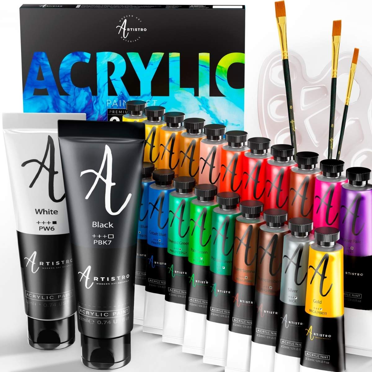 Acrylic Paint Set 24 Colors Acrylic Paints for Painting, Art Craft Paint  Gift for Artists Kids Beginners, Pumpkin Canvas Ceramic Rock Painting Kit  Art