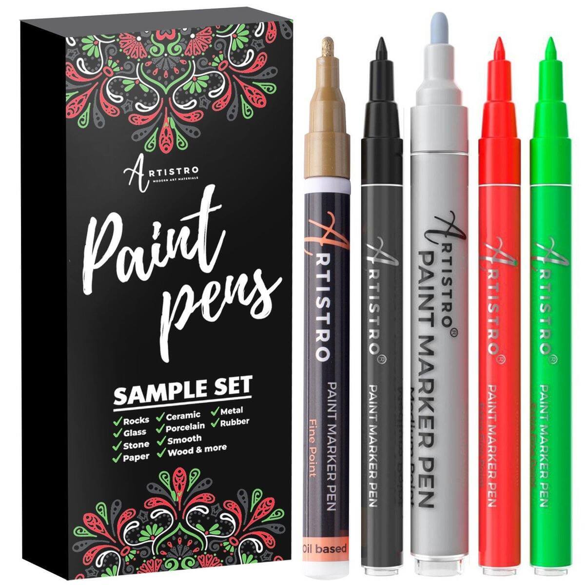 ARTISTRO Outline Markers, 16 Outline Pens, 5 Cards, Gold and