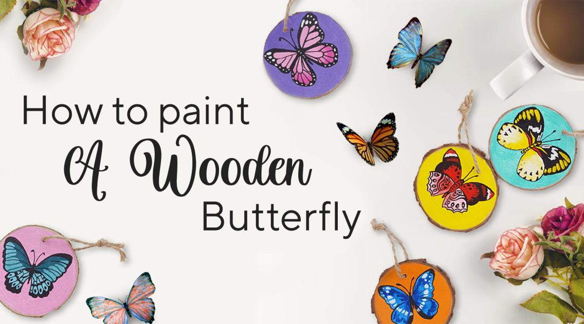 Butterfly Wood Slice Painting in 7 Simple Wing Flapping | Artistro