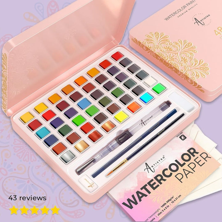 Painting Supplies Set, 49-Piece Watercolor Painting Kit with