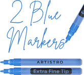 2 Acrylic Paint Pens for Rock Painting Ceramic Wood Glass Tire Plastic, Fabric Marker Paint Markers Ideal for Labeling DIY Crafts Art Projects, 0.7mm Extra Fine Tip, Blue