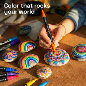 ARTISTRO 24 Rock Acrylic Paint Markers - Rock Painting Kit for Kids and Adults - Art & Craft Supplies - Paint Pens for River, Flat and Smooth Stones - Paint for Ceramic, Mugs and Pottery
