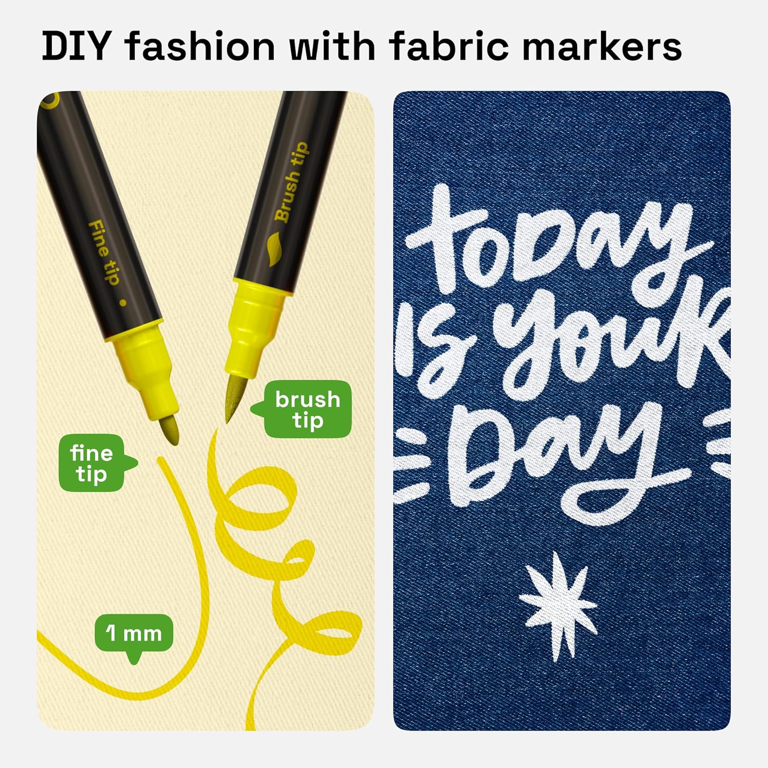 ARTISTRO 36 Dual-Tip Fabric Markers - Fabric Decorating Kit - Permanent for Clothes - No Bleed Pens for T-Shirts, Bags, Textile, Canvas, and More (Brush Tip and Fine Tip)