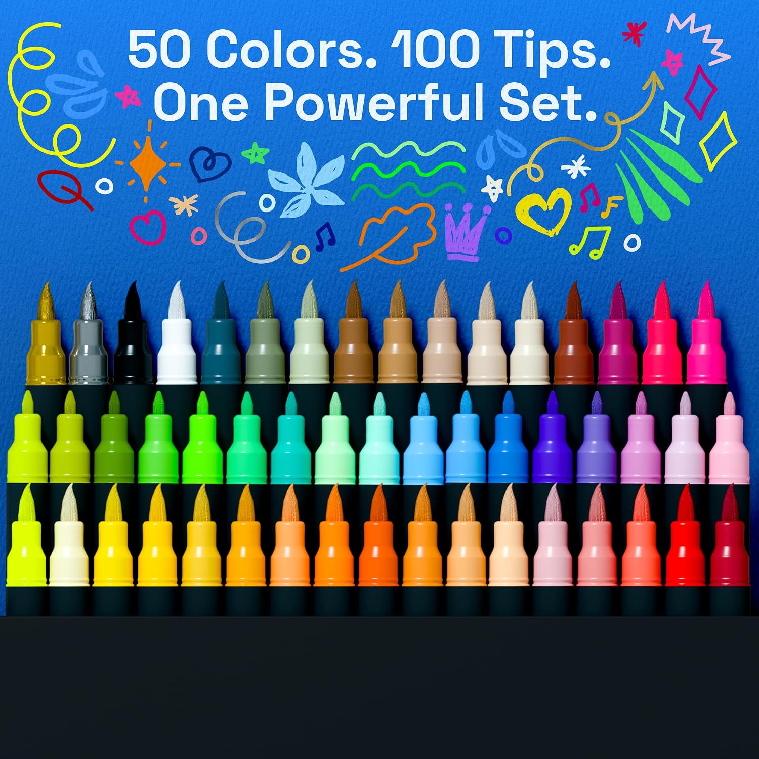 ARTISTRO 50 Acrylic Dual-Tip Glass Marker Pens for Wine Glasses