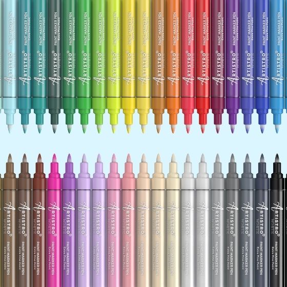 COHEALI 12pcs Highlighter Color Brush Paint Pens for Metal Metallic Marker  Pens Fine Tip Artist Pens Fine Tip Pens for Drawing Paint Art Markers Diy