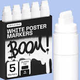 ARTISTRO 5 White Paint Pen for Rock, Glass, Ceramic, Wood, Tire, Fabric, Metal, Canvas, Marking, Painting - Set of 5 Acr