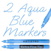ARTISTRO 2 Light Blue Acrylic Paint Markers - 0.7mm Aqua Extra Fine-Tip Paint Pens - Perfect for Crafting, Art Projects,