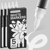ARTISTRO White Paint Pens - Brush Tips - Set of 5