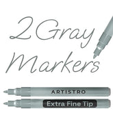 ARTISTRO 2 Gray Acrylic Paint Markers - 0.7mm Extra Fine-Tip Paint Pens - Perfect for Crafting, Art Projects, & More
