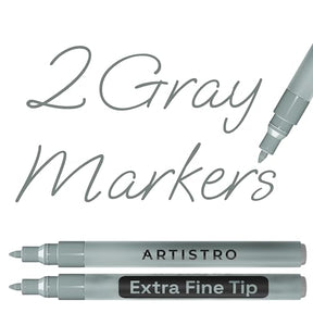 ARTISTRO 2 Gray Acrylic Paint Markers - 0.7mm Extra Fine-Tip Paint Pens - Perfect for Crafting, Art Projects, & More