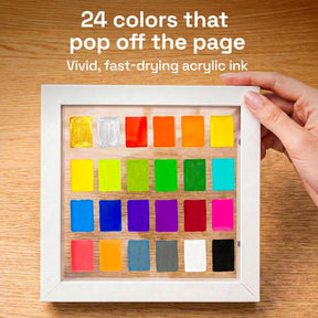 ARTISTRO 24 Glass Acrylic Paint Markers - Erasable Wine Glass Markers - Paint Pens for Windows, Mirrors, Ceramic and Mugs with Brush + Fine Dual-Tip Combo