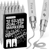 ARTISTRO 12 Silver Dual-Tip Acrylic Paint Marker Pens for Drawing