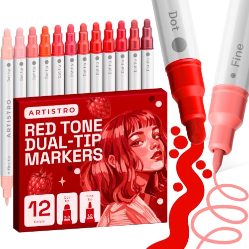 ARTISTRO 12 Red Tones Dual-Tip Acrylic Paint Marker Pens