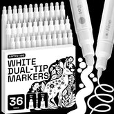 ARTISTRO 36 White Dual-Tip Acrylic Paint Marker Pens