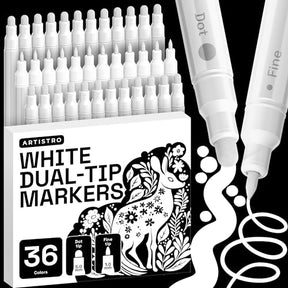 ARTISTRO 36 White Dual-Tip Acrylic Paint Marker Pens
