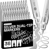 ARTISTRO 36 Silver Dual-Tip Acrylic Paint Marker Pens