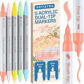 ARTISTRO 5 Pastel Dual-Tip Acrylic Paint Marker Pens for Drawing