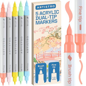 ARTISTRO 5 Pastel Dual-Tip Acrylic Paint Marker Pens for Drawing