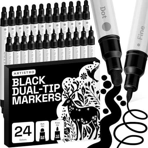 ARTISTRO Black Dual-Tip Acrylic Paint Marker Pens - Set of 24